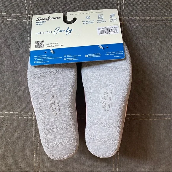 NWT Light pink & gray memory foam indoor/outdoor washable house slippers - Picture 5 of 6